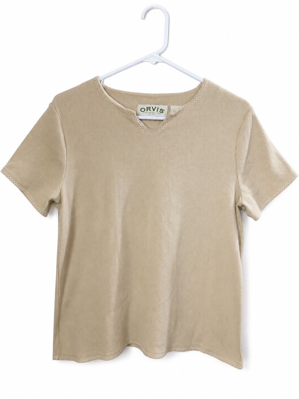 Orvis Women's Short Sleeve Ribbed V-Neck Tee Size Medium
